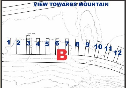Plan of back-in RV sites B-1 to B-12