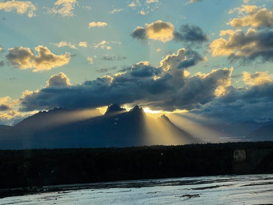 Sun rays over the Alaska Range from ARK@Denali