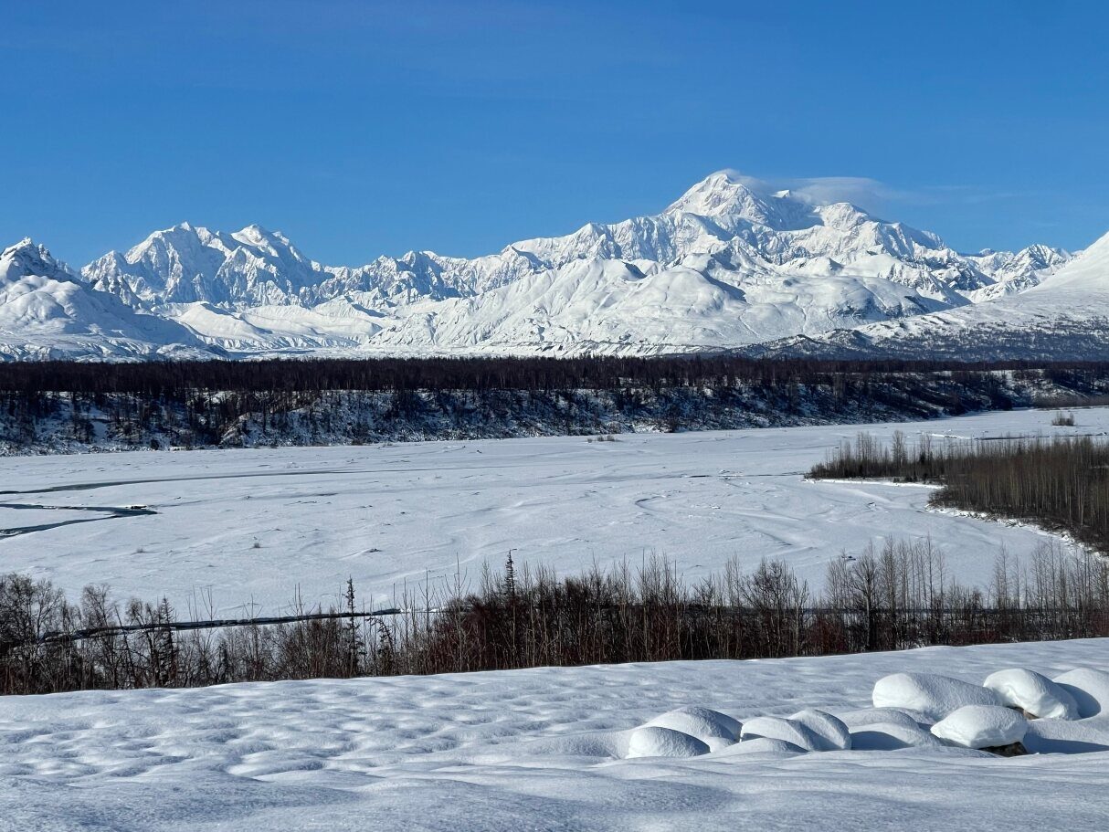 Mt. Denali above the frozen river valley